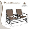 Outdoor Double Glider Chair 2-Person Patio Rocking Loveseat with Center Tempered Glass Table & Metal Frame