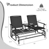 Outdoor Double Glider Chair 2-Person Patio Rocking Loveseat with Center Tempered Glass Table & Metal Frame