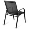 2PCS Patio Sling Chairs Outdoor Dining Chairs with Armrests & Breathable Fabric, Steel Frame Deck Chairs for Garden Backyard