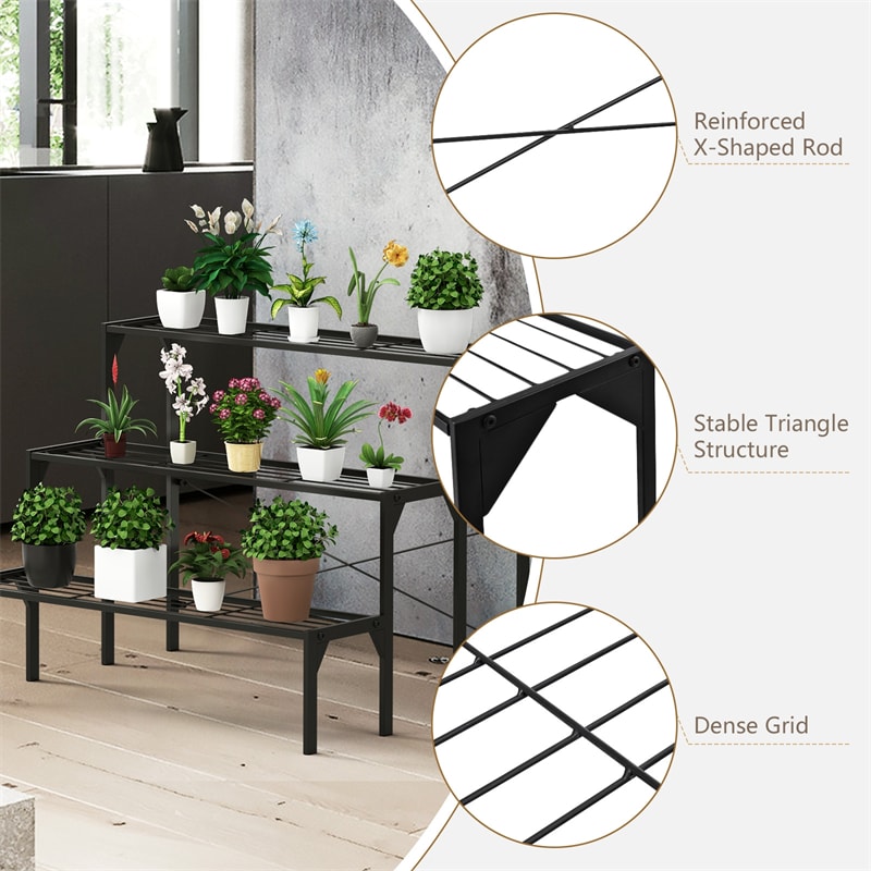 3-Tier Metal Plant Stand Ladder Plant Stand Planter Flower Pot Holders for Home Garden