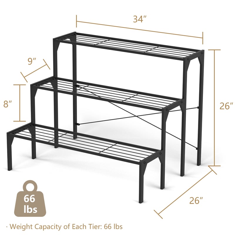 3-Tier Metal Plant Stand Ladder Plant Stand Planter Flower Pot Holders for Home Garden