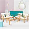 4 Piece Acacia Wood Patio Conversation Set Outdoor Chat Set with Loveseat Chairs & Coffee Table