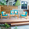 4 Piece Acacia Wood Patio Conversation Set Outdoor Chat Set with Loveseat Chairs & Coffee Table