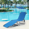 Outdoor Folding Chaise Lounge Portable Tanning Chair Sunbathing Beach Chair with Canopy Shade & Adjustable Backrest