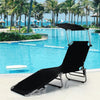 Outdoor Folding Chaise Lounge Portable Tanning Chair Sunbathing Beach Chair with Canopy Shade & Adjustable Backrest