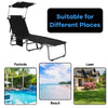 Outdoor Folding Chaise Lounge Portable Tanning Chair Sunbathing Beach Chair with Canopy Shade & Adjustable Backrest