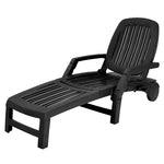 Outdoor Chaise Lounge Folding Pool Patio Lounge Chair Beach Lounger Recliner with 6-Position Adjustable Backrest & Wheels