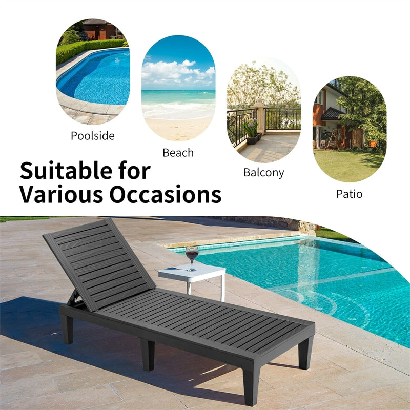 Outdoor Chaise Lounge Lawn Lounge Chair Reclining Patio Chair with 5-Position Adjustable Backrest