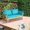 Outdoor Acacia Wood Daybed Convertible Sofa Bed Extendable Patio Couch with Adjustable Armrest & Cushion