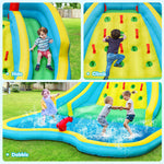 Inflatable Water Slide 15x12FT Mighty Waterslide Park Splash Pool with Dual Slides, Large Climbing Wall & 750W Air Blower for Kids Outdoor Indoor