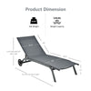 Outdoor Chaise Lounge Poolside Lounge Chair 6-Position Adjustable Reclining Patio Chair with Wheels for Backyard Pool