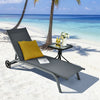 Outdoor Chaise Lounge Poolside Lounge Chair 6-Position Adjustable Reclining Patio Chair with Wheels for Backyard Pool