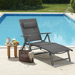 Outdoor Folding Chaise Lounge Chair Reclining Chair with 7 Adjustable Backrest Positions