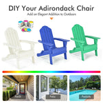 Folding Adirondack Chair Weather Resistant HDPE Patio Chair with Built-in Cup Holder, Outdoor Fire Pit Chair for Lawn Yard Balcony Deck