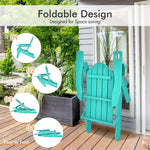 Folding Adirondack Chair Weather Resistant HDPE Patio Chair with Built-in Cup Holder, Outdoor Fire Pit Chair for Lawn Yard Balcony Deck