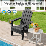 Folding Adirondack Chair Weather Resistant HDPE Patio Chair with Built-in Cup Holder, Outdoor Fire Pit Chair for Lawn Yard Balcony Deck