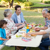 Folding Picnic Table Bench Set Outdoor Dining Table Large Camping Table with 2 Built-in Bench, HDPE Wood-like Texture, Weatherproof Steel Frame