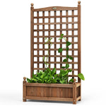 Freestanding Solid Wood Trellis with Planter Box, 50"H Vertical Raised Garden Bed Trellis for Climbing Vegetables Plants