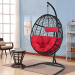 Hanging Egg Chair 36.5" Width Oversized Swing Chair Outdoor Indoor Hammock Chair with C-Hammock Stand Set, Soft Seat Cushion, Pillow