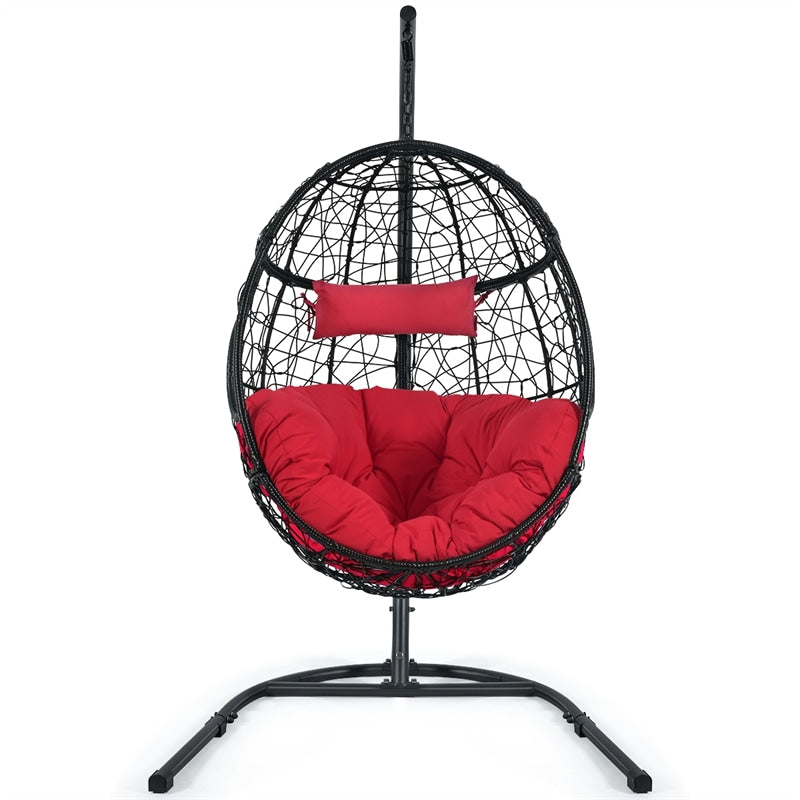 Hanging Egg Chair 36.5" Width Oversized Swing Chair Outdoor Indoor Hammock Chair with C-Hammock Stand Set, Soft Seat Cushion, Pillow