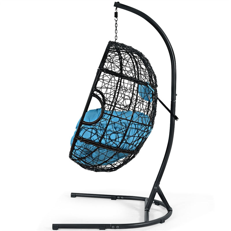 Hanging Egg Chair 36.5" Width Oversized Swing Chair Outdoor Indoor Hammock Chair with C-Hammock Stand Set, Soft Seat Cushion, Pillow