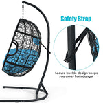 Hanging Egg Chair 36.5" Width Oversized Swing Chair Outdoor Indoor Hammock Chair with C-Hammock Stand Set, Soft Seat Cushion, Pillow