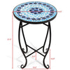 Outdoor Indoor Steel Round Accent Table Mosaic Plant Stand Cobalt Table - Bestoutdor