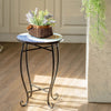 Outdoor Indoor Steel Round Accent Table Mosaic Plant Stand Cobalt Table - Bestoutdor