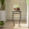 Outdoor Indoor Steel Round Accent Table Mosaic Plant Stand Cobalt Table - Bestoutdor