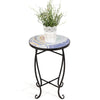 Outdoor Indoor Steel Round Accent Table Mosaic Plant Stand Cobalt Table - Bestoutdor