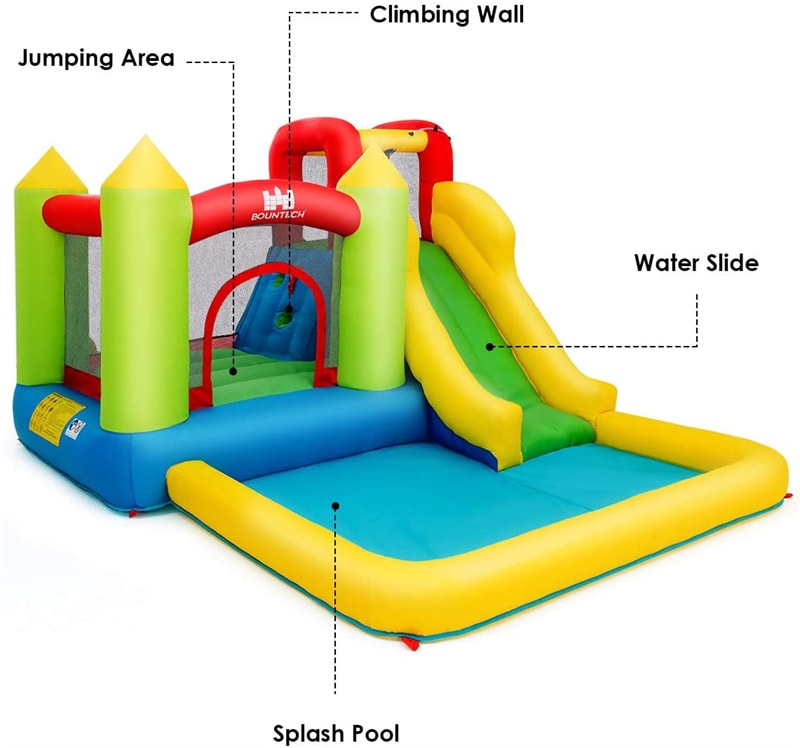 Inflatable Water Slide, 12x9FT Bounce House Water Park with Splash Pool, Jumping & Climbing Area, 480W Blower for Kids Indoor Outdoor Fun