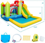 Inflatable Water Slide, 12x9FT Bounce House Water Park with Splash Pool, Jumping & Climbing Area, 480W Blower for Kids Indoor Outdoor Fun