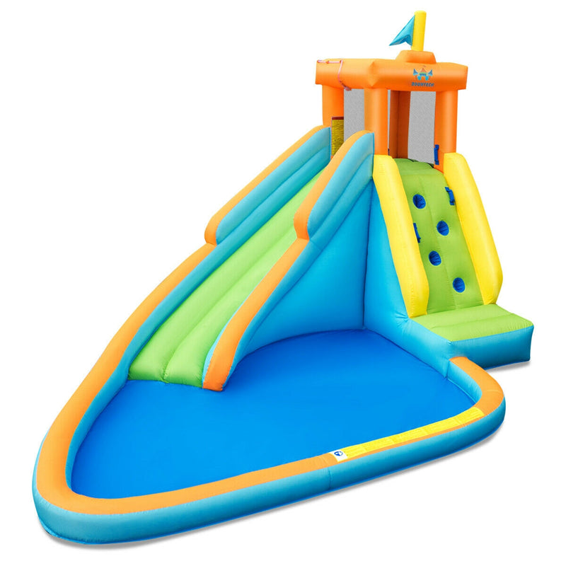 Inflatable Water Slide Giant Water Park Bouncy Castle for Kids Backyard Outdoor Indoor Fun with Splash Pool, Climbing Wall & 740W Blower