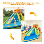 Inflatable Water Slide Giant Water Park Bouncy Castle for Kids Backyard Outdoor Indoor Fun with Splash Pool, Climbing Wall & 740W Blower