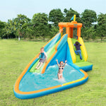 Inflatable Water Slide Giant Water Park Bouncy Castle for Kids Backyard Outdoor Indoor Fun with Splash Pool, Climbing Wall & 740W Blower