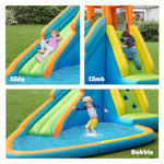 Inflatable Water Slide Kids Giant Bouncy Castle Water Park with Slide, Splash Pool & Climbing Wall for Indoor Outdoor Backyard Fun Party Gifts