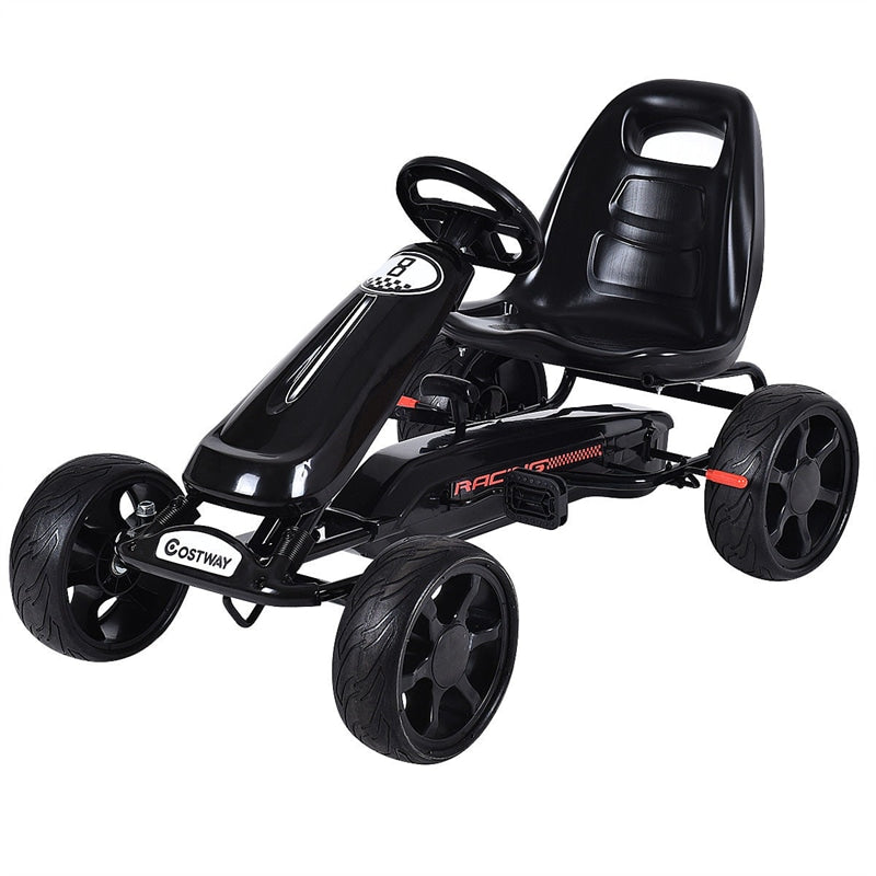 Kids Pedal Go Kart 4-Wheel Pedal-Powered Ride On Car with 2-Position Adjustable Seat