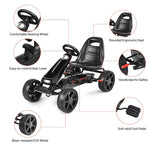 Kids Pedal Go Kart 4-Wheel Pedal-Powered Ride On Car with 2-Position Adjustable Seat