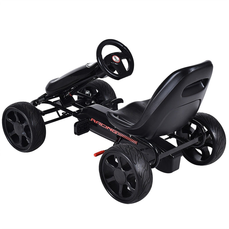 Kids Pedal Go Kart 4-Wheel Pedal-Powered Ride On Car with 2-Position Adjustable Seat