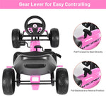 Kids Pedal Go Kart 4-Wheel Pedal-Powered Ride On Car with 2-Position Adjustable Seat