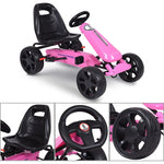 Kids Pedal Go Kart 4-Wheel Pedal-Powered Ride On Car with 2-Position Adjustable Seat