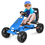 Kids Pedal Go Kart 4-Wheel Pedal-Powered Ride On Car with 2-Position Adjustable Seat