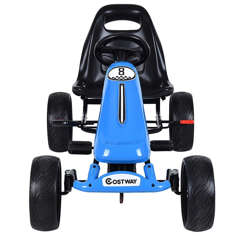 Kids Pedal Go Kart 4-Wheel Pedal-Powered Ride On Car with 2-Position Adjustable Seat