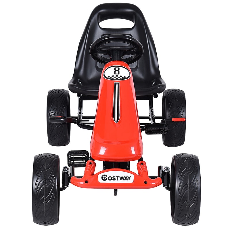 Kids Pedal Go Kart 4-Wheel Pedal-Powered Ride On Car with 2-Position Adjustable Seat