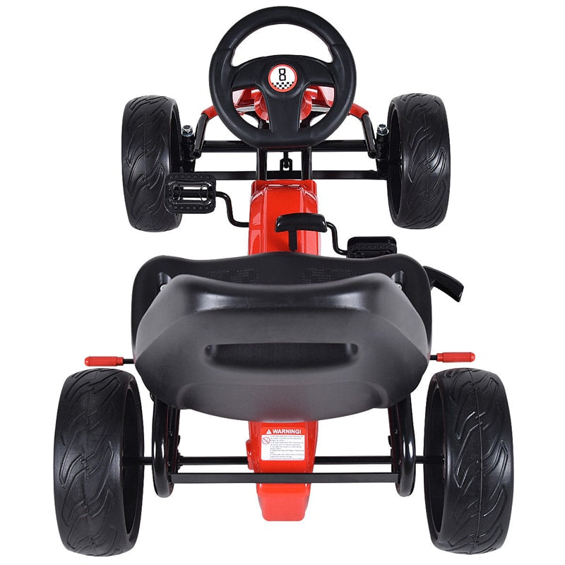 Kids Pedal Go Kart 4-Wheel Pedal-Powered Ride On Car with 2-Position Adjustable Seat