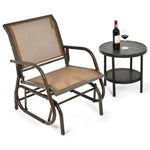 Metal Outdoor Swing Glider Chair Porch Glider Patio Rocking Chair with Breathable Mesh for Backyard Poolside