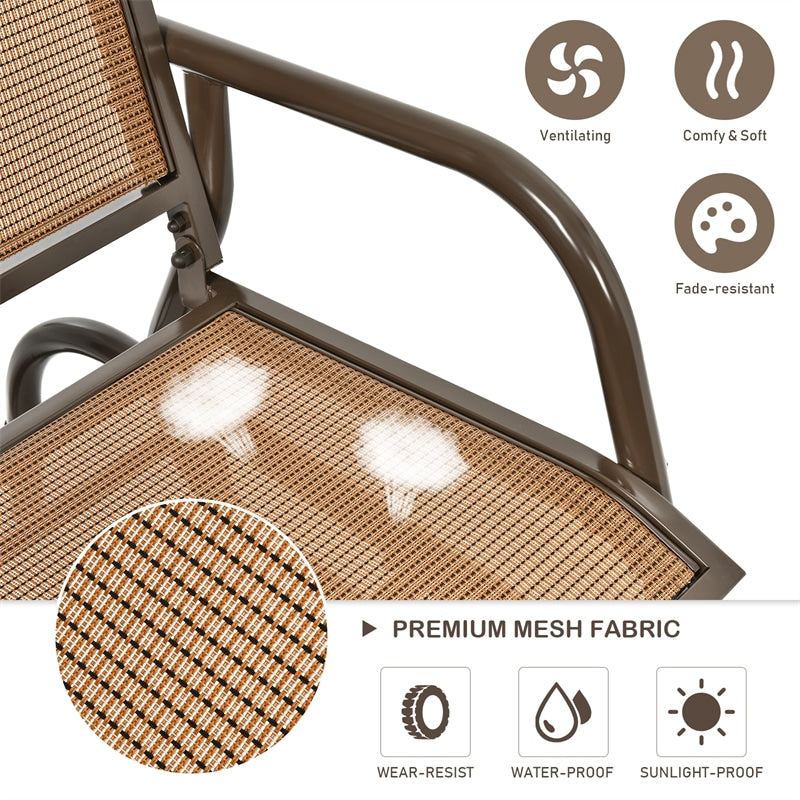 Metal Outdoor Swing Glider Chair Porch Glider Patio Rocking Chair with Breathable Mesh for Backyard Poolside