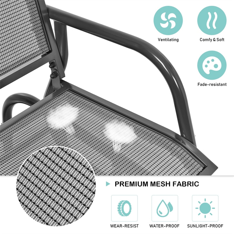 Metal Outdoor Swing Glider Chair Porch Glider Patio Rocking Chair with Breathable Mesh for Backyard Poolside