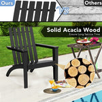 Outdoor Acacia Wood Adirondack Chair Weather Resistant Patio Adirondack Armchair for Garden Backyard