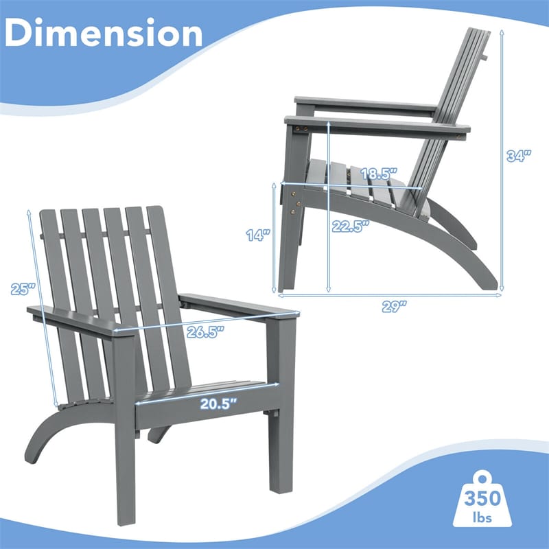 Outdoor Acacia Wood Adirondack Chair Weather Resistant Patio Adirondack Armchair for Garden Backyard